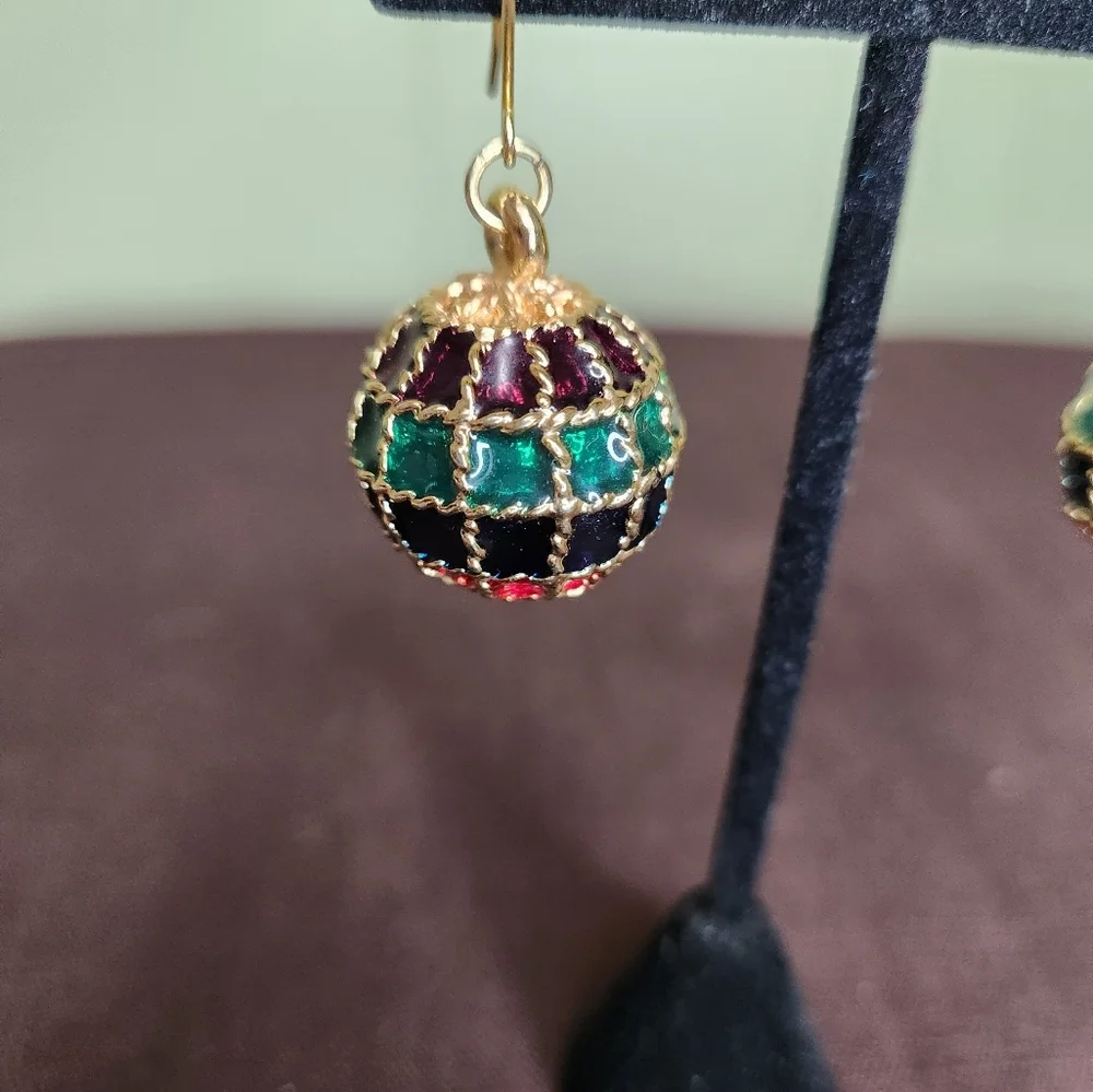 Festive Dangle Ball Earrings